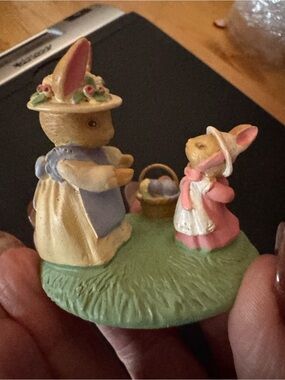 Vintage Sunday Best Forest Friends Pastel Bunny Figurine Pair.